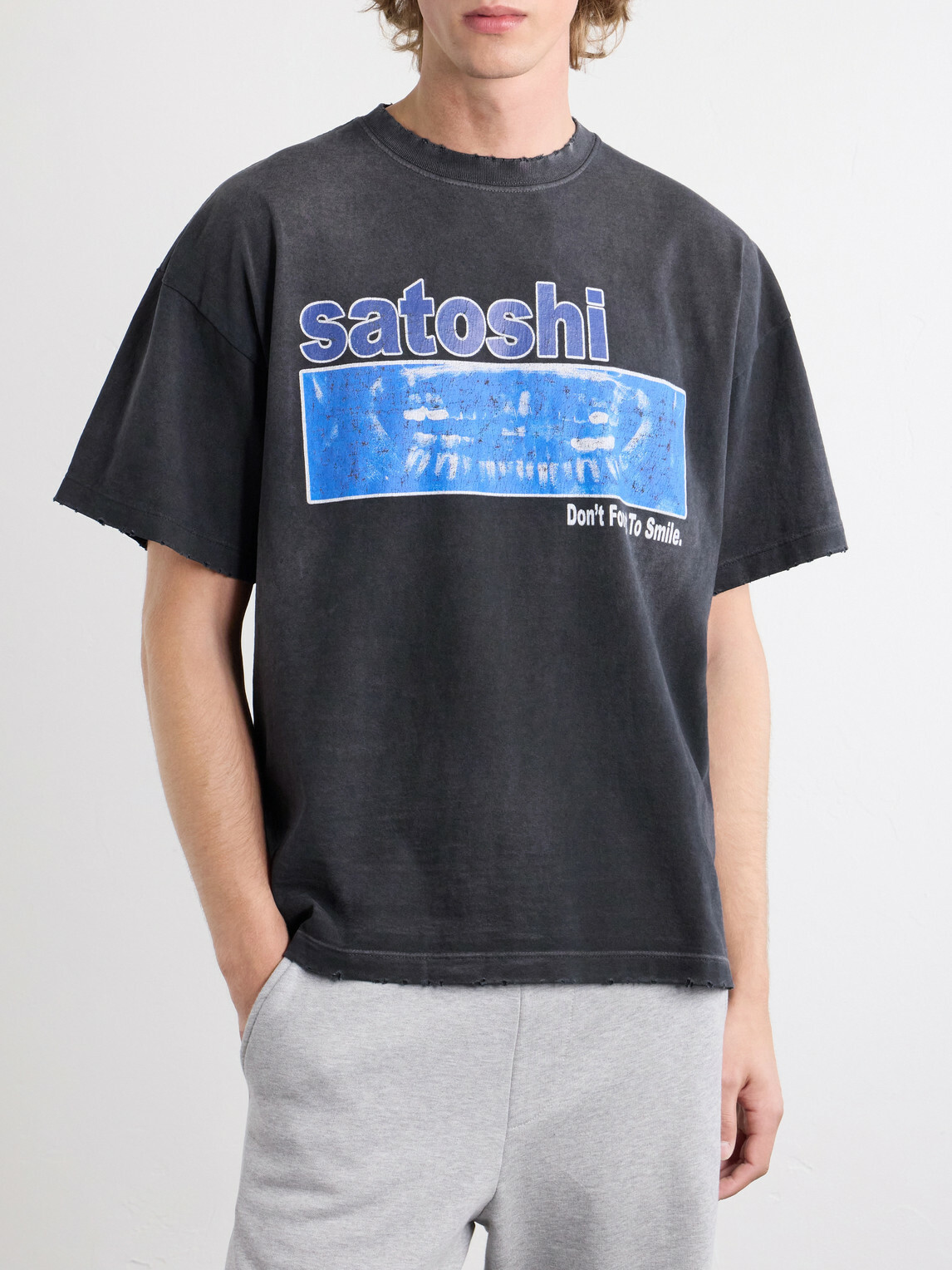 Satoshi Nakamoto - Don’t Forget to Smile Logo-Print Cotton-Jersey T-Shirt - Black