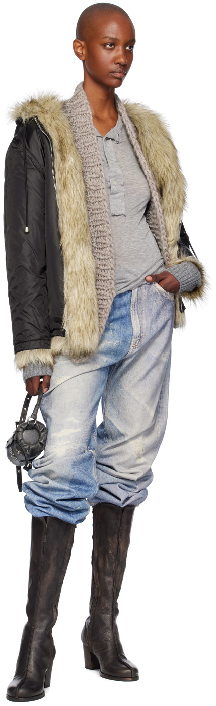 OPEN YY Beige Reversible Hood Faux-Fur Jacket OPEN YY