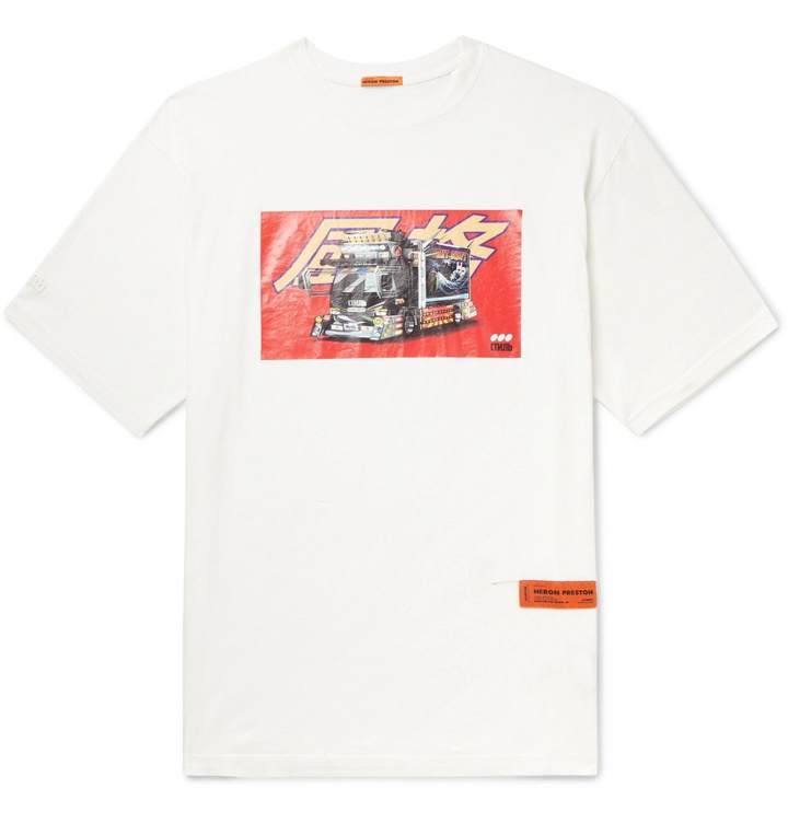 Photo: Heron Preston - Printed Cotton-Jersey T-Shirt - White