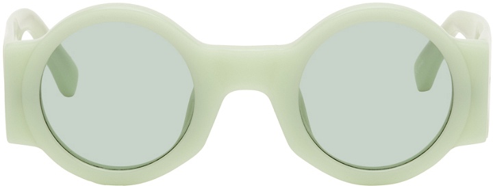 Photo: Dries Van Noten Green Linda Farrow Edition 98 Round Sunglasses
