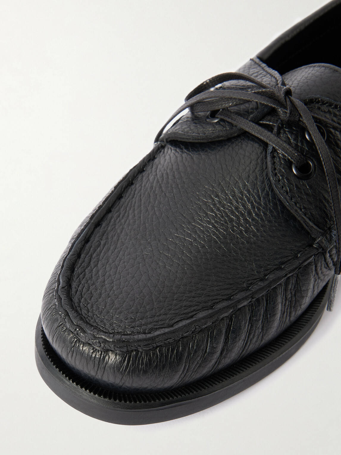 Saman Amel - City Moc Full-Grain Leather Boat Shoes - Black