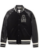 Moncler Genius - 6 Moncler 1017 ALYX 9SM Virgin Wool and Leather Down Varsity Jacket - Black