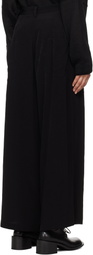 Y's Black Double Tucked Wide Trousers