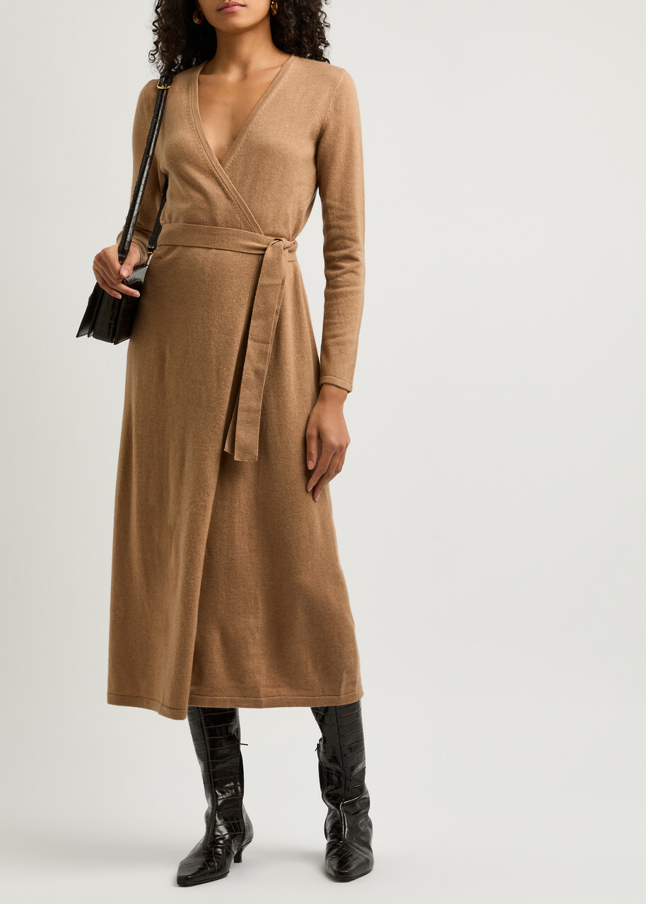 knee length dresses for ladies ELK Merino wool wrap midi Dress WAS $299 – didis.com.au main image 0