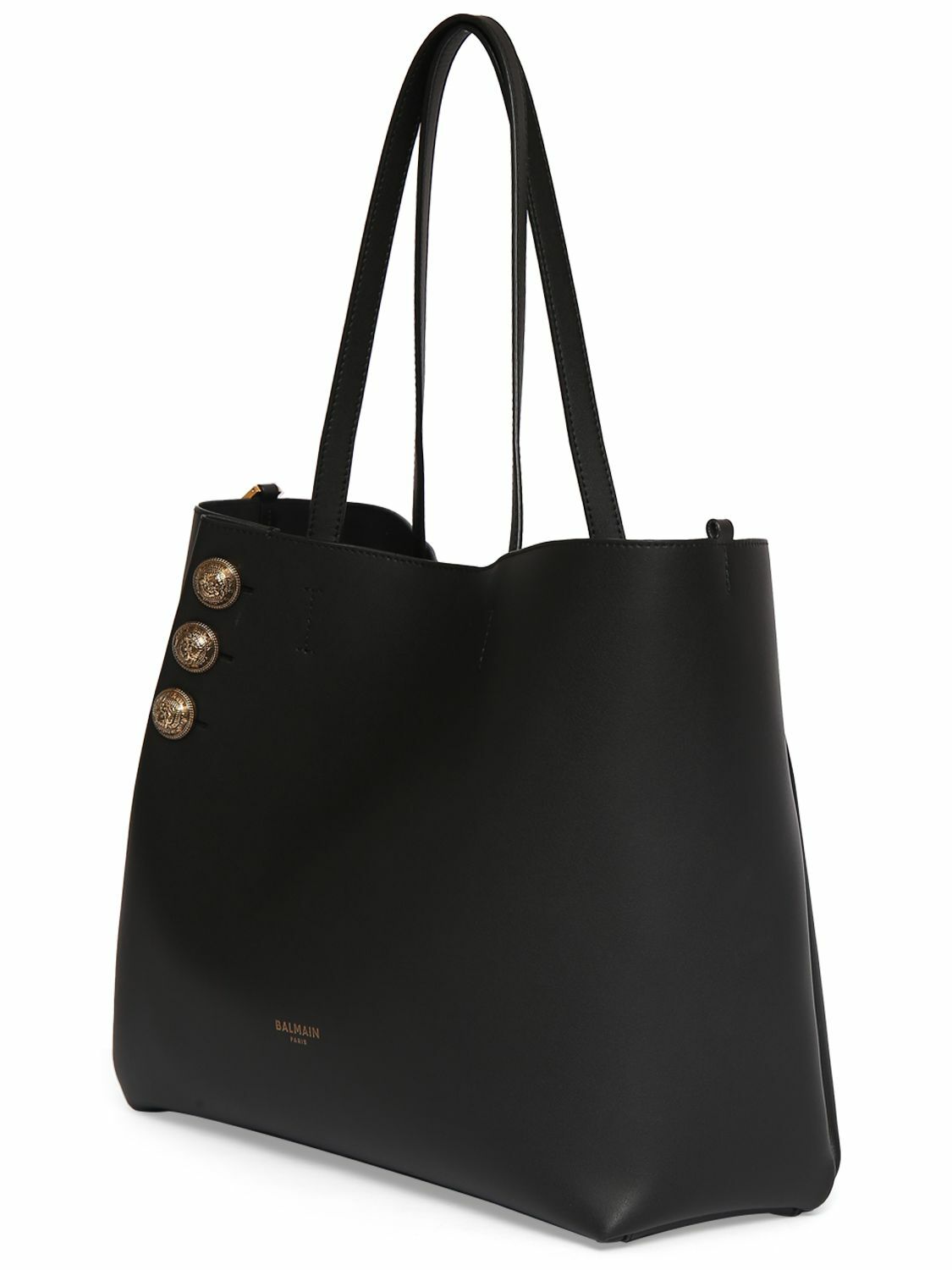 【関税込み】Balmain ブラック Embleme レザー トートバッグ BALMAIN Embleme Leather Tote Bag With Zip Pouch Balmain