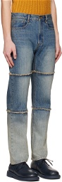 DRAE SSENSE Exclusive Blue Block Paneled Jeans