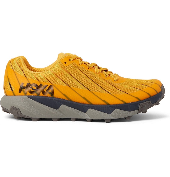 Photo: Hoka One One - Torrent Rubber-Trimmed Mesh Trail Running Sneakers - Yellow