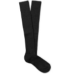 Charvet - Ribbed Cashmere, Wool and Silk-Blend Over-the-Calf Socks - Gray