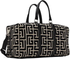 Balmain Black & Off-White Monogram Duffle Bag