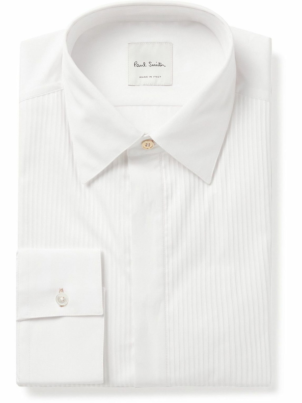 Photo: Paul Smith - Pleated Bib-Front Cotton-Poplin Tuxedo Shirt - White