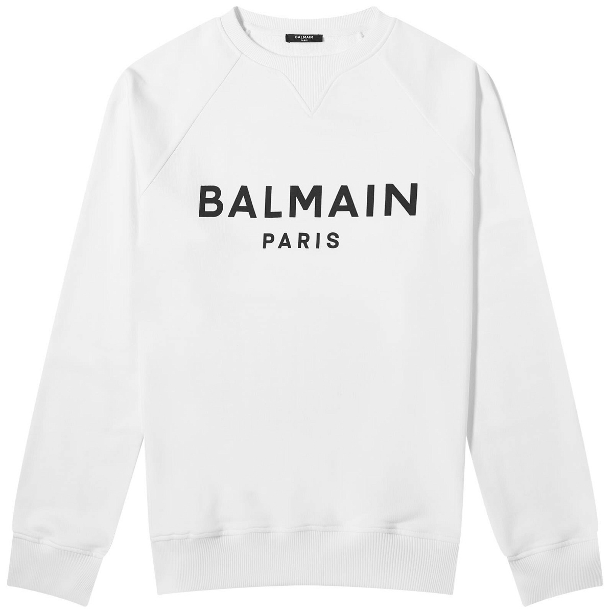 Photo: Balmain Men's Paris Logo Crew Sweat in White/Black