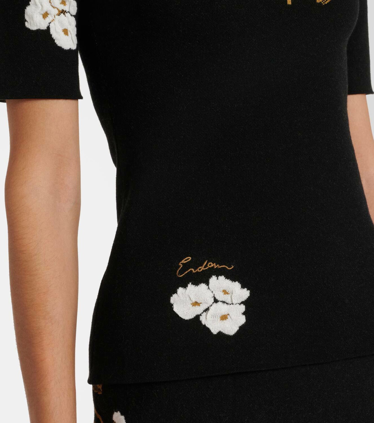 Erdem Knitted floral jacquard T-shirt