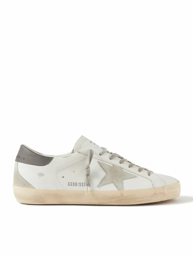 Photo: Golden Goose - Super-Star Distressed Suede-Trimmed Leather Sneakers - White