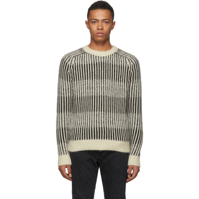 Saint Laurent Black and White Vertical Stripe Sweater Saint Laurent