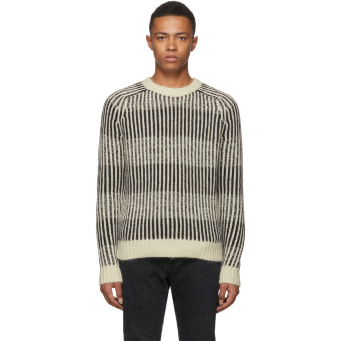 Photo: Saint Laurent Black and White Vertical Stripe Sweater