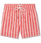 Atalaye - Suertea Short-Length Striped Cotton-Blend Swim Shorts - Red