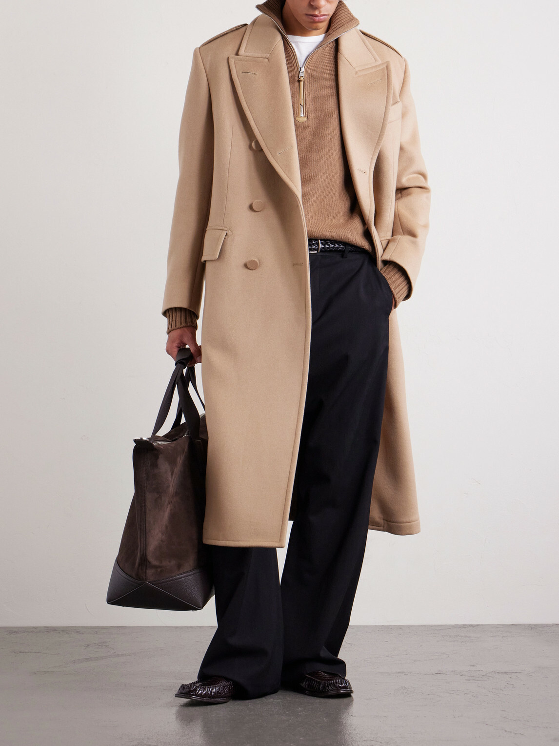 TOM FORD - Double-Breasted Wool and Cashmere-Blend Coat - Neutrals