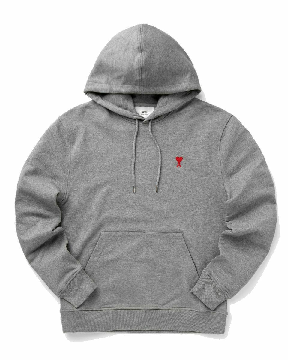 Photo: Ami Paris Hoodie Ami De Coeur Grey - Mens - Hoodies