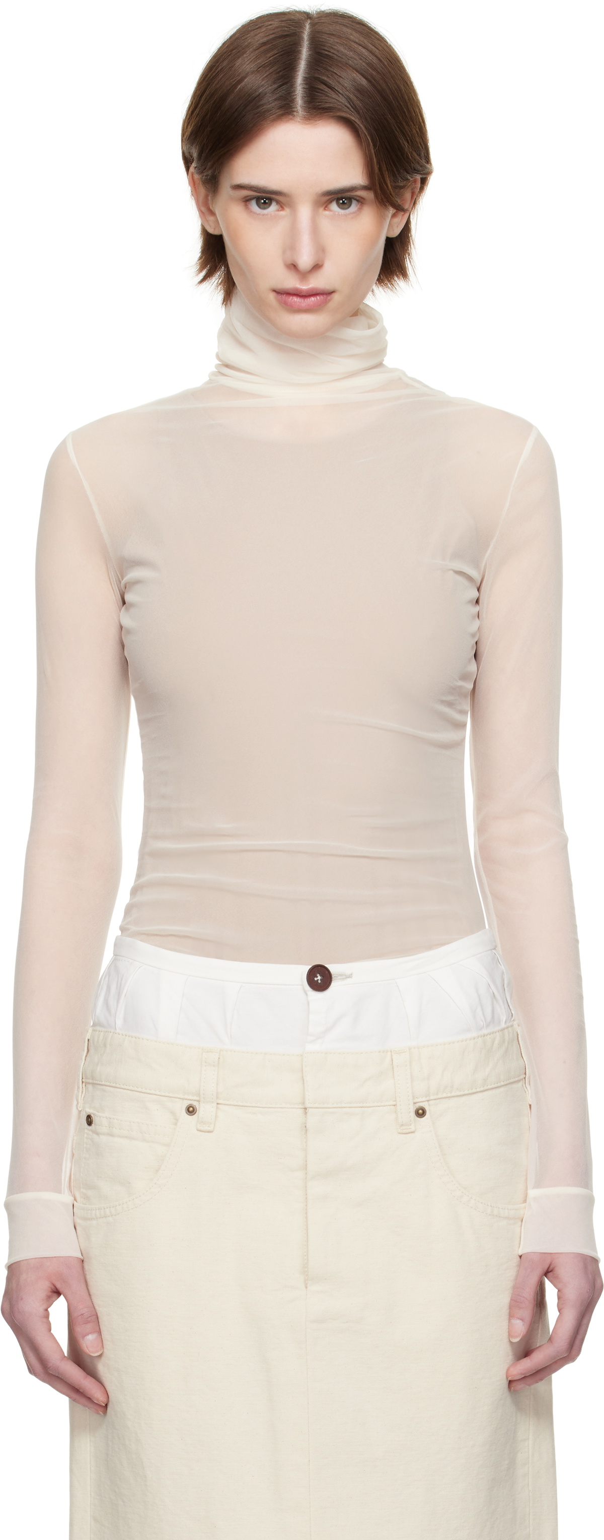 Maison Margiela Off-White High-Neck Bodysuit