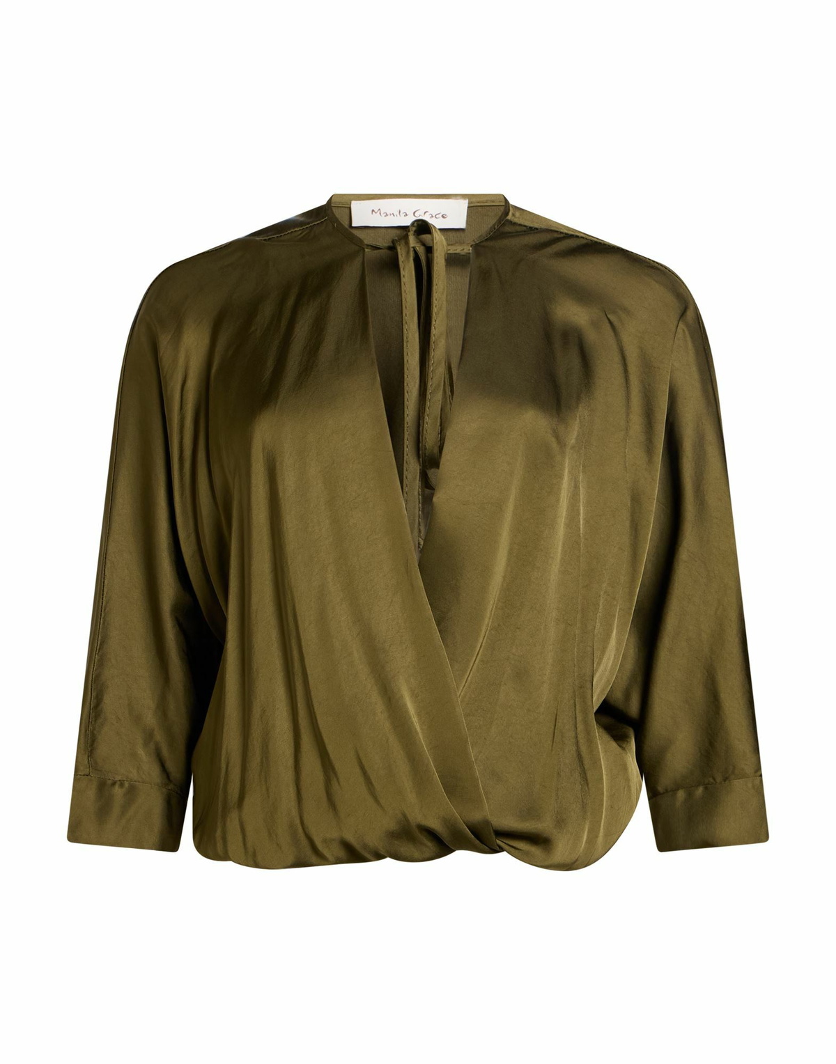 Manila Grace Womens Top Military in Green