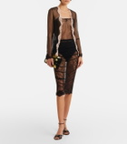 Valentino Lace-trimmed sheer mesh cardigan