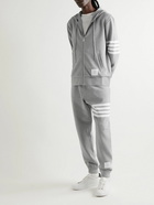 Thom Browne - Striped Ribbed Cotton-Jersey Zip-Up Hoodie - Gray