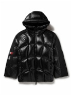 Moncler Genius - adidas Originals Beiser Tech Jersey-Trimmed Quilted Glossed-Shell Hooded Down Jacket - Black