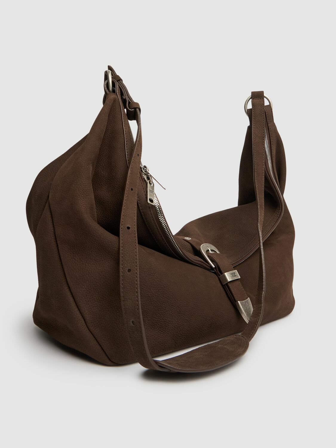 MARGE SHERWOOD Belted Hobo Suede Shoulder Bag