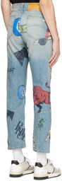 Rhude Blue Doodle Print Jeans