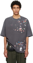 Maison MIHARA YASUHIRO Gray Kids Sticker Printed T-shirt