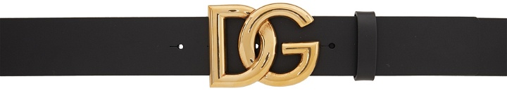 Photo: Dolce & Gabbana Black & Gold Crossed 'DG' Lux Belt
