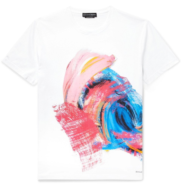 Photo: Alexander McQueen - Printed Cotton-Jersey T-Shirt - Men - White