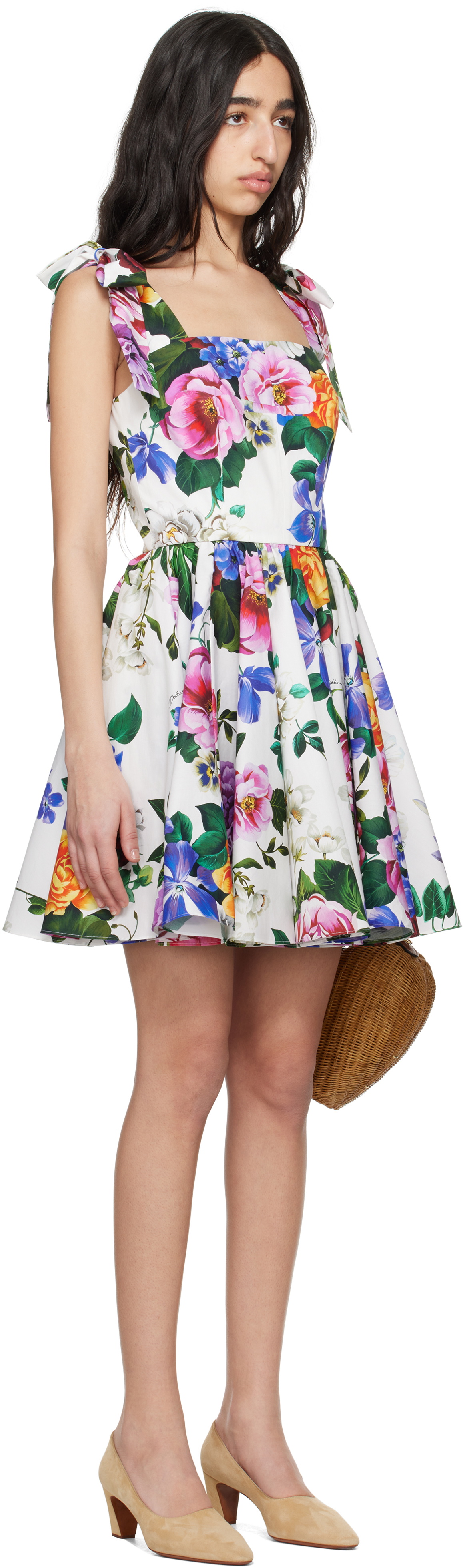 Dolce&Gabbana Multicolor Rose-Print Corset Minidress