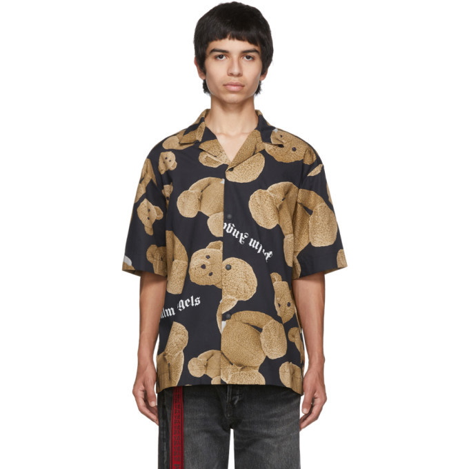 Photo: Palm Angels Black and Brown Kill The Bear Bowling Shirt