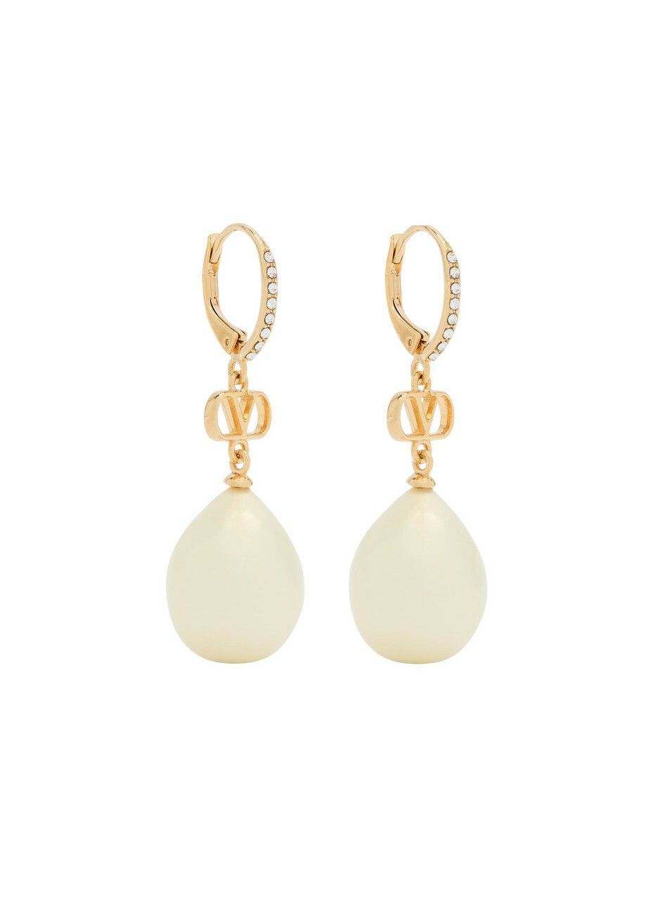 Valentino Vlogo Swarovski Crystal and Pearl Drop Earrings - One Size