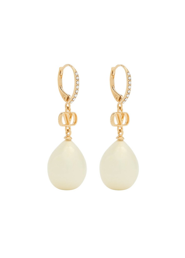Photo: Valentino Vlogo Swarovski Crystal and Pearl Drop Earrings - One Size