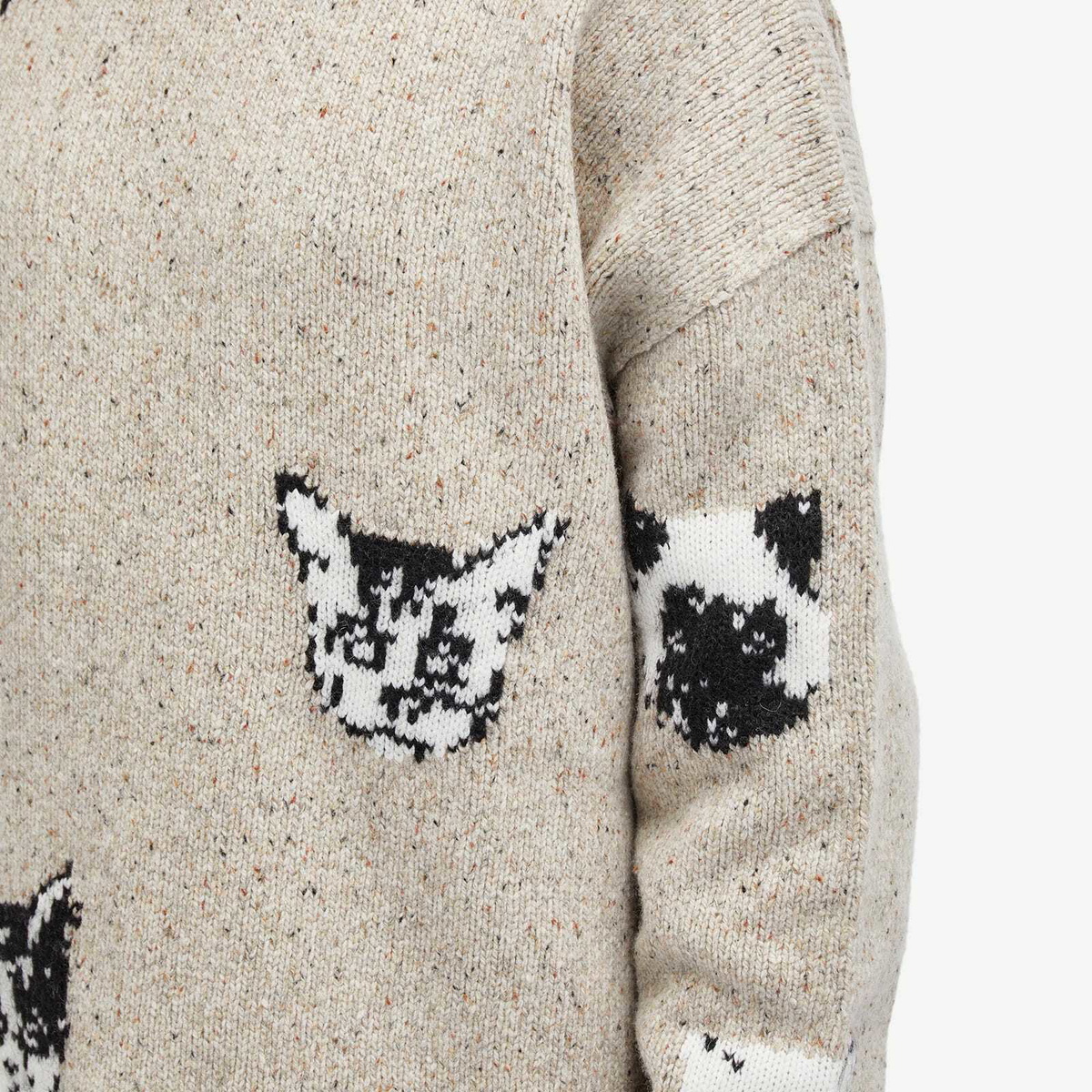 Acne Studios Men's Kuelu Cat Jacquard Jumper in Beige Acne Studios