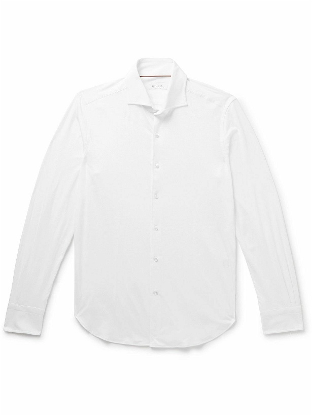 Photo: Loro Piana - Andrew Cutaway-Collar Slim-Fit Cotton-Jersey Shirt - White