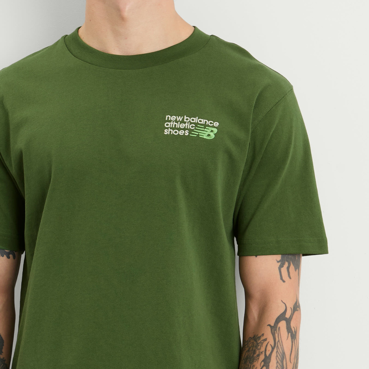 New Balance Men's Athletics Premium Logo T-Shirt in Dark Alpine Green
