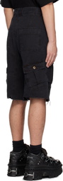 We11done Black Military Vintage Shorts