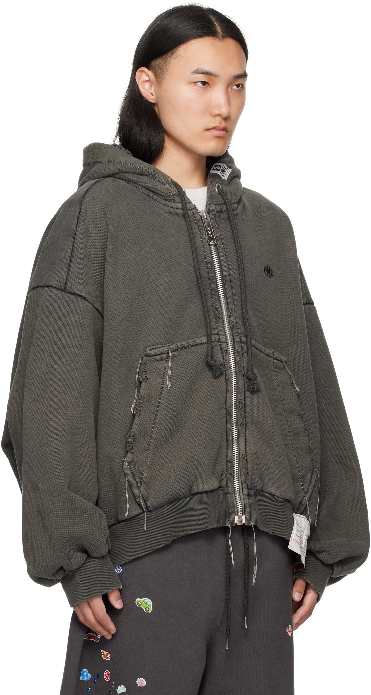 Maison MIHARA YASUHIRO Black Amateur Sewn Zip-Up Hoodie