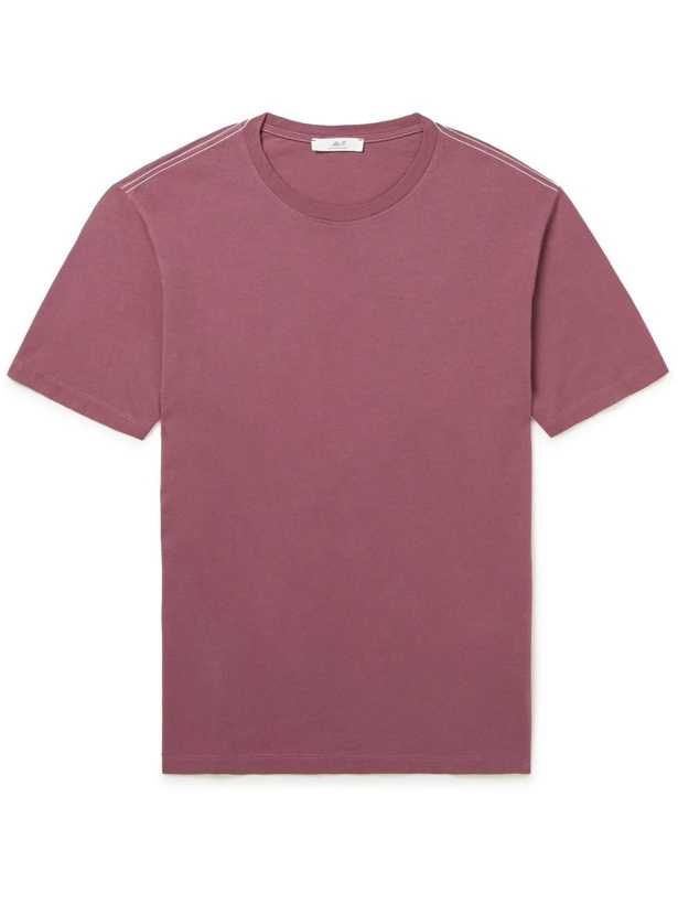 Photo: Mr P. - Contrast-Stitched Organic Cotton-Jersey T-Shirt - Burgundy