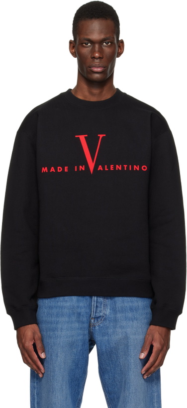 Photo: Valentino Black Cotton 'Made in Valentino' Print Sweatshirt