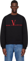 Valentino Black Cotton 'Made in Valentino' Print Sweatshirt
