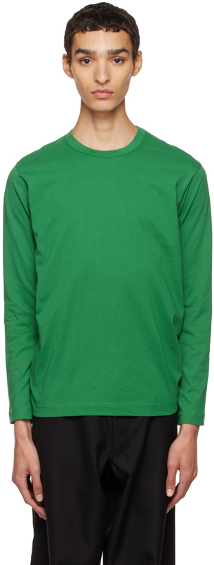 Photo: Comme des Garçons Shirt Green Crewneck Long Sleeve T-Shirt