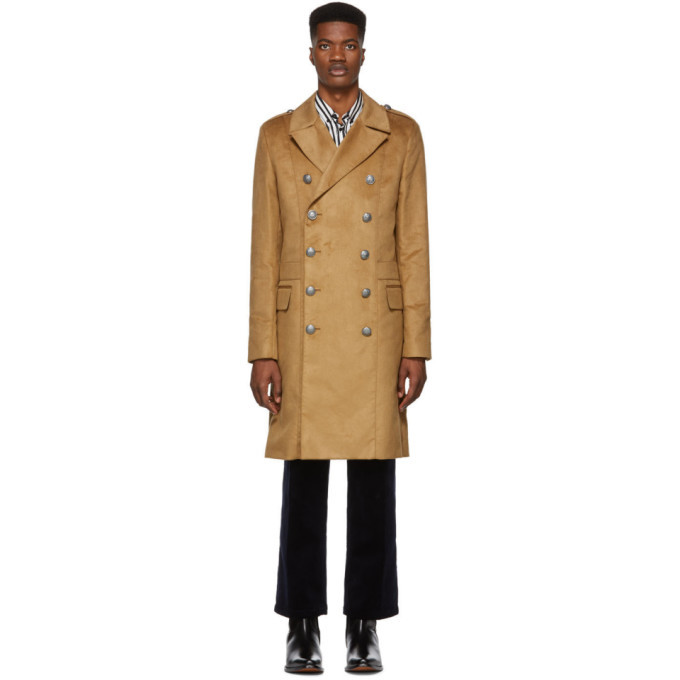 Photo: Balmain Tan Double-Breasted Coat