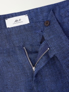 Mr P. - Steve Tapered Pleated Herringbone Linen Trousers - Blue