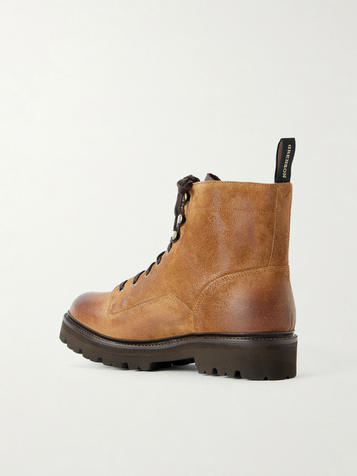 Grenson - Callum Burnished-Suede Lace-Up Boots - Brown