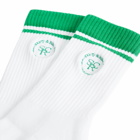 Sporty & Rich Men's SRHWC Embroidered Socks in White/Verde 