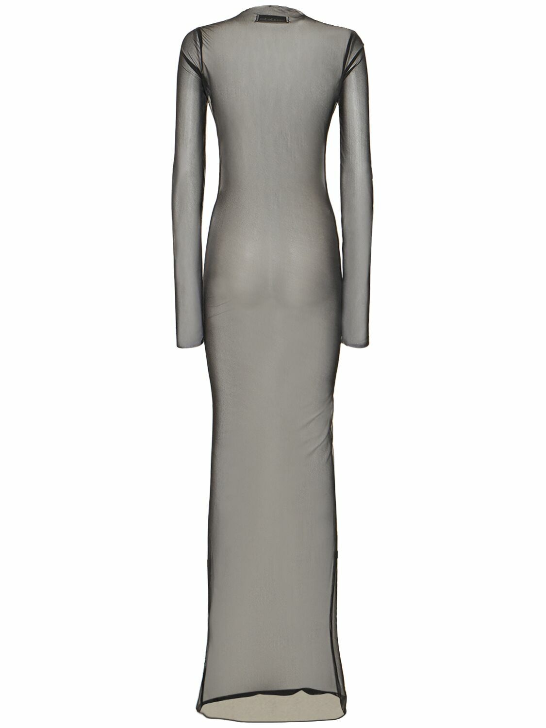 LUDOVIC DE SAINT SERNIN Long Sleeved Sheer Mesh Long Dress